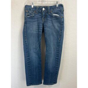 True Religion Women Sz 28 Skinny Jeans Medium Wash Crop